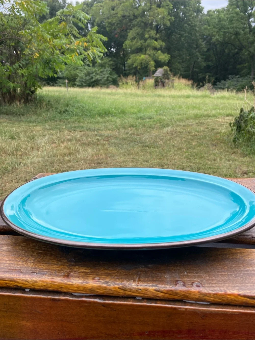 Lifestyle Safford Collection Set of 2 Vibrant Turquoise Oval Stoneware Platters